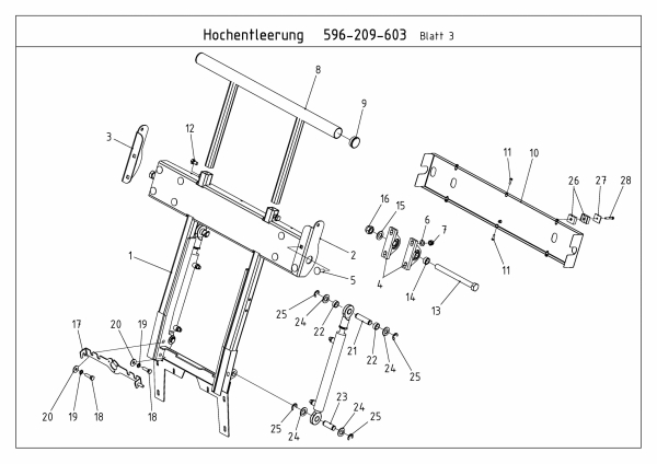 Ersatzteile Zubehör Kompakttraktoren Grasfangeinrichtung inkl. Entleerung für CC 2000/3000 RD Serie, 400 l Box mit Hochentleerung (nicht CC 2250 RD) Typ: 596-209-603  (2009) Träger Grasfangsack