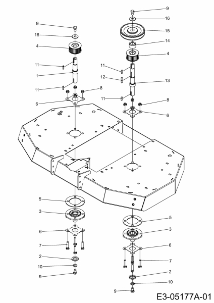 Ersatzteile Zubehör Kompakttraktoren Mähwerke für CC 2000 RD Serie (Hochgrasmähwerk 40"/102cm) Typ: 596-202-600 (2012) Messerwellen