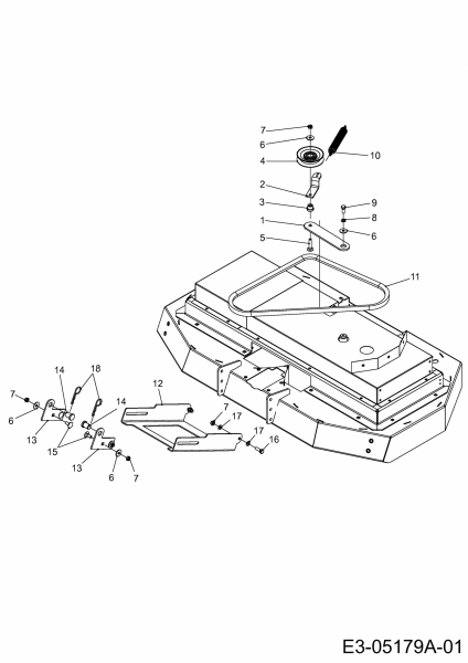 Ersatzteile Zubehör Kompakttraktoren Mähwerke für CC 2000 RD Serie (Hochgrasmähwerk 40"/102cm) Typ: 596-202-600 (2010) Mähwerksaushebung, Spannrolle