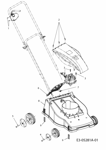 Ersatzteile Mastercut Elektromäher E 380 Typ: 18C-S0J-659  (2010) Heckklappe, Mähwerksgehäuse