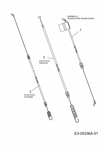 Ersatzteile MTD Benzin Rasenmäher mit Antrieb SPBE 53 HW Typ: 12AJ868Z678  (2010) Bowdenzüge 