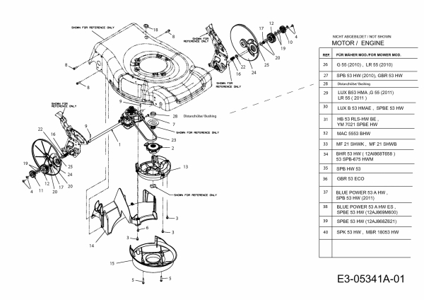 Ersatzteile MTD Benzin Rasenmäher mit Antrieb SPK 53 HW Typ: 12AI867D678  (2011) Getriebe, Motor 