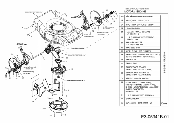 Ersatzteile MTD Benzin Rasenmäher mit Antrieb SPK 53 HW Typ: 12AI867D615  (2012) Getriebe, Motor 