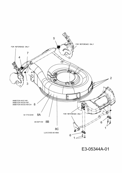 Ersatzteile MTD Elektro Rasenmäher mit Antrieb 48 ESPHW Typ: 18AR11L-600  (2011) Mähwerksgehäuse, Stange für Heckklappe 