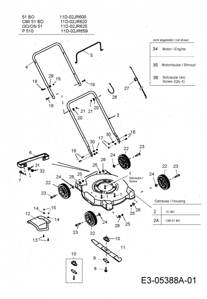 Ersatzteile Mastercut Motormäher P 510 Typ: 11D-02JR659  (2010) Grundgerät