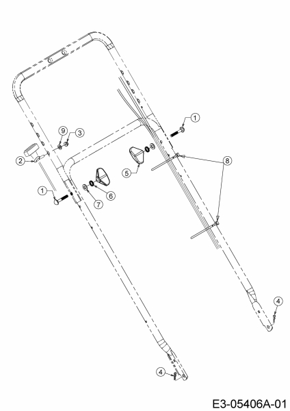 Ersatzteile MTD Benzin Rasenmäher ohne Antrieb G 46 MO Typ: 11D-70M2600  (2010) Holmbefestigung 