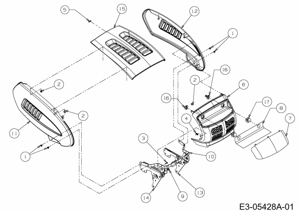 Ersatzteile Rasor Rasentraktoren 16/92 H Typ: 13AT493E618  (2010) Motorhaube 3-Style
