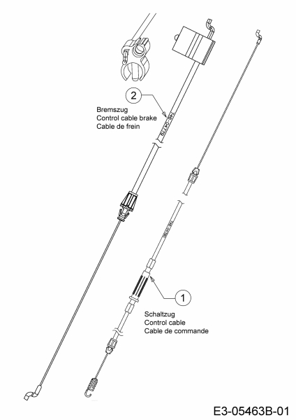 Ersatzteile MTD Benzin Rasenmäher mit Antrieb GL 46 SPO Typ: 12E-J5M2676  (2011) Bowdenzüge 