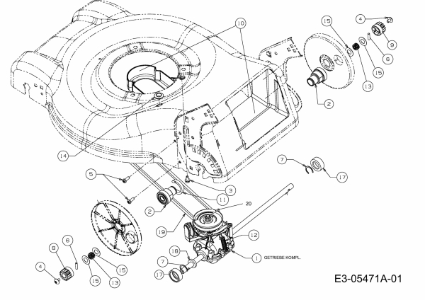 Ersatzteile Bricoline Motormäher mit Antrieb 46 SP Typ: 12E-J54J625  (2011) Getriebe