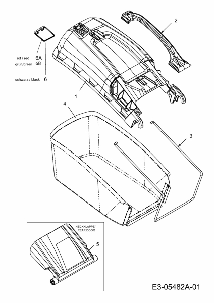 Ersatzteile Plantiflor Motormäher mit Antrieb BMR 46 Typ: 12E-J5JS601  (2011) Grasfangsack