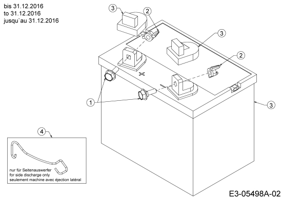 Cub Cadet Ersatzteile Rasentraktoren XT1 OS96 13A8A1CF603  (2017) Batterie bis 31.12.2016