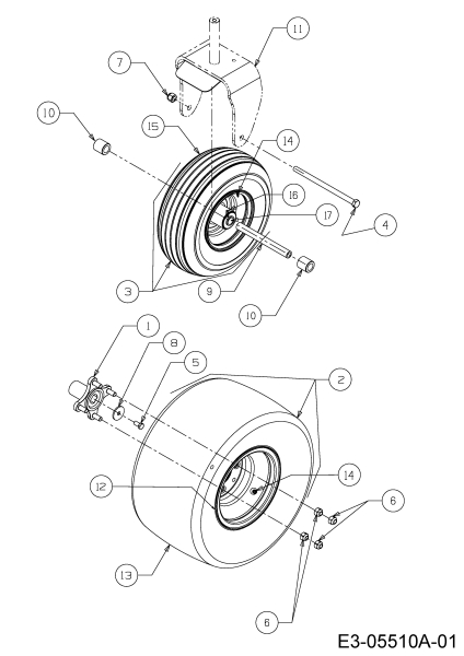 Cub Cadet Ersatzteile Zero Turn Z-Force 48 S 17AI5BHB603  (2010) Räder 13x5-6 + 18x9.5-8