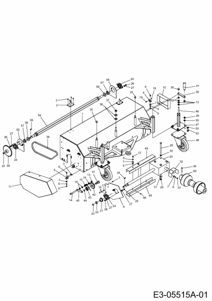 Ersatzteile Zubehör Kompakttraktoren Frontkehrmaschine für CC 2000/3000 RD Serie, mechanisch Typ: 596-219-600  (2013) Gelenkwelle, Kehrkasten, Räder, Winkelgetriebe