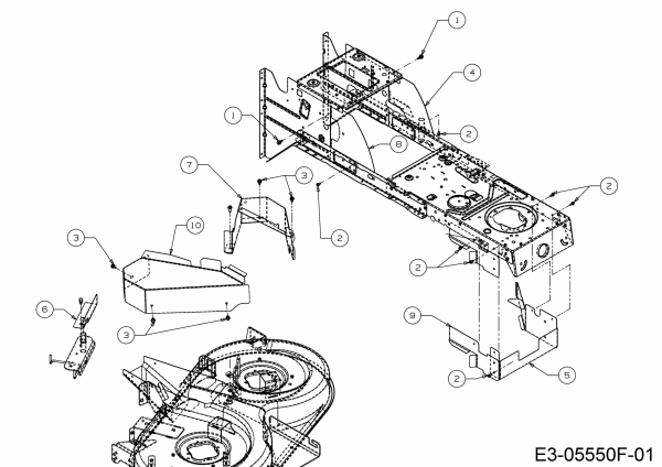 Ersatzteile WOLF-Garten Rasentraktor 105.180 H Typ: 13HT71WN650  (2020) Abdeckungen Mähwerk N (41/105cm) 