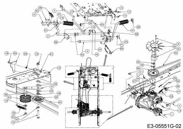 Ersatzteile WOLF-Garten Rasentraktor E 13/92 H Typ: 13H2715E650  (2017) Hydrostat, Keilriemen, Pedale 