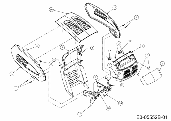 Ersatzteile MTD Rasentraktor LC 125 Typ: 13AH773C600  (2012) Motorhaube 3-Style 