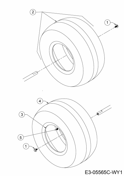 Ersatzteile WOLF-Garten Rasentraktor 105.180 H Typ: 13HT71WN650  (2020) Räder hinten 