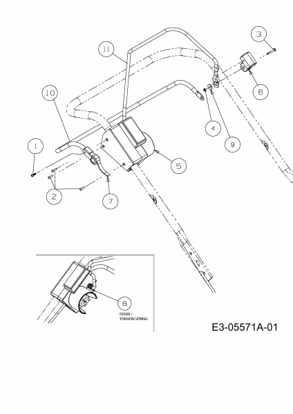 Ersatzteile WOLF-Garten Elektro Rasenmäher mit Antrieb Ambition 48 EAHW Typ: 18AR11L-C50  (2012) Schaltbügel 