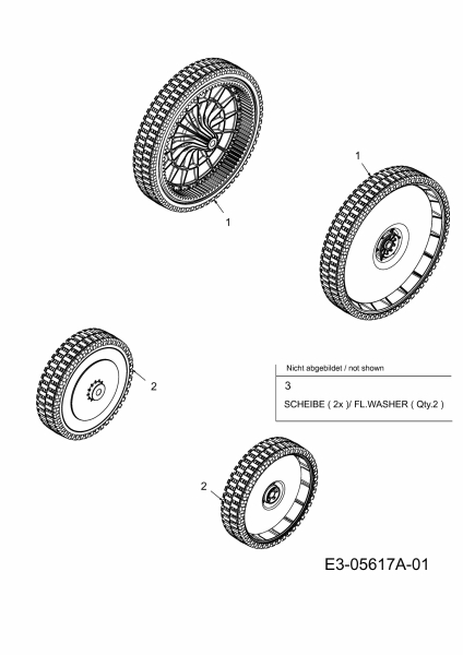 Ersatzteile MTD Benzin Rasenmäher mit Antrieb 53 SPOEHW Typ: 12BE86M4600  (2013) Räder 