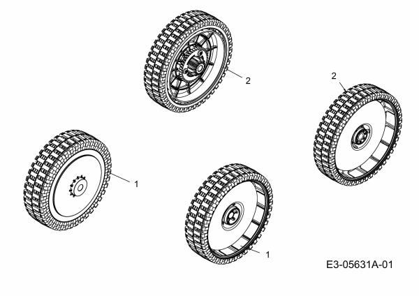 Ersatzteile MTD Benzin Rasenmäher mit Antrieb 53 SPO Typ: 12C-84M1600  (2010) Räder 