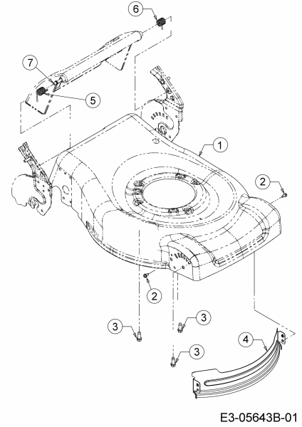 Ersatzteile MTD Benzin Rasenmäher mit Antrieb 53 BS Typ: 12A-845L600  (2015) Mähwerksgehäuse, Stange für Heckklappe 