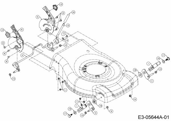 Ersatzteile MTD Benzin Rasenmäher mit Antrieb 53 BS Typ: 12A-845L600  (2015) Achsen, Höhenverstellung 