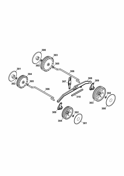 Ersatzteile WOLF-Garten Elektro Rasenmäher ohne Antrieb 537 Typ: 5000137 Serie A  (2010) Achsen, Räder 