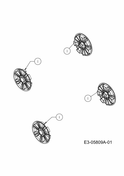 Ersatzteile MTD Benzin Rasenmäher ohne Antrieb 46 PHM-HQ Typ: 11D-J1AQ616  (2010) Radkappen 