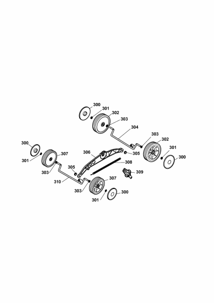 Ersatzteile WOLF-Garten Elektro Rasenmäher ohne Antrieb 2.40 E-1 Typ: 4968000 Serie E  (2010) Höhenverstellung, Räder 