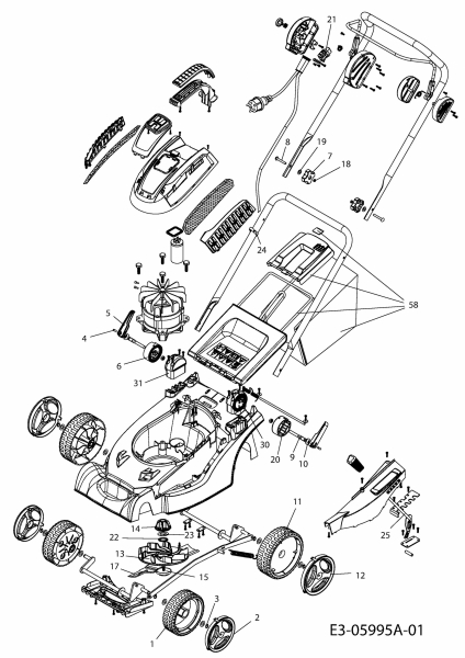 Ersatzteile Wingart Elektromäher ER 1638-1 Typ: 18BCD4H2601  (2015) Grundgerät