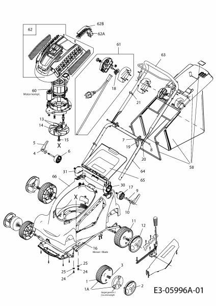 Ersatzteile Plantiflor Elektromäher 1842 ER Typ: 18ACE4L2601  (2012) Grundgerät