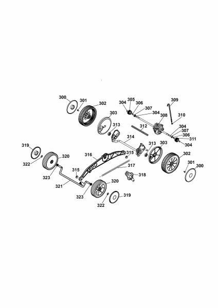 Ersatzteile WOLF-Garten Elektro Rasenmäher mit Antrieb Compact plus 40 EA-1 Typ: 4975000 Serie F  (2010) Höhenverstellung, Räder 