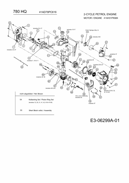 Ersatzteile MTD Motorsense 780 HQ Typ: 41AD78PC616  (2013) Motor 