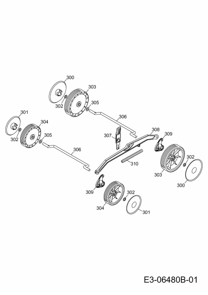 Ersatzteile WOLF-Garten Akku Rasenmäher ohne Antrieb Li-Ion Power 37 Typ: 4937000  (2013) Achse, Räder 