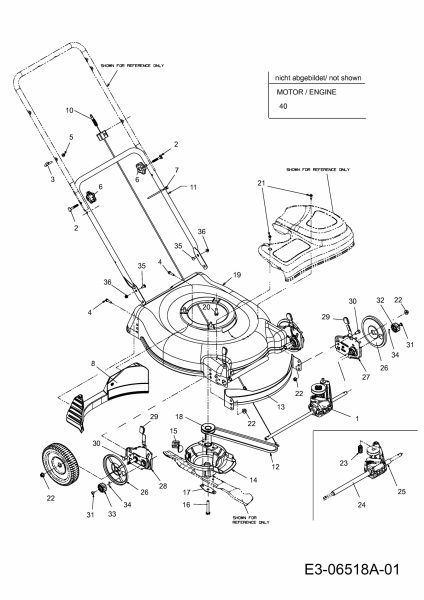 Ersatzteile MTD Benzin Rasenmäher mit Antrieb SP 53 O Typ: 12A-44M1615  (2010) Getriebe, Leitstück hinten, Schnitthöhenverstellung 