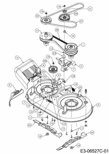 Cub Cadet Ersatzteile Motormäher mit Antrieb Wide Cut E 12AE764U603  (2017) Mähwerk