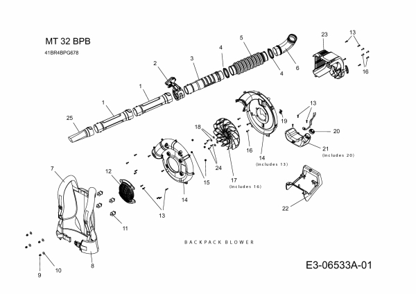 Ersatzteile MTD Laubbläser Laubsauger MT 32 BPB Typ: 41BR4BPG678  (2019) Grundgerät 