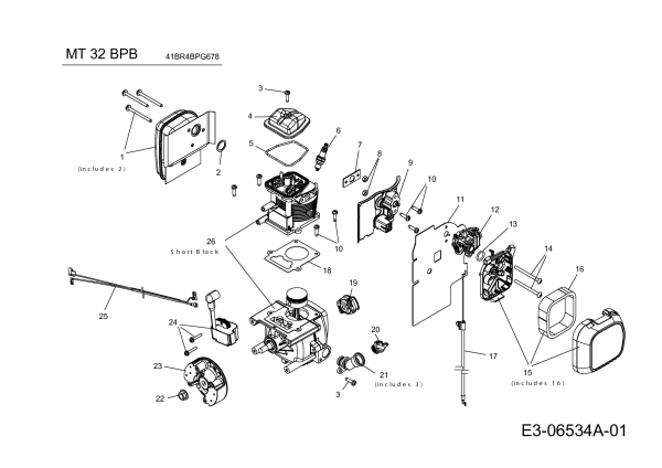 Ersatzteile MTD Laubbläser Laubsauger MT 32 BPB Typ: 41BR4BPG678  (2020) Motor 