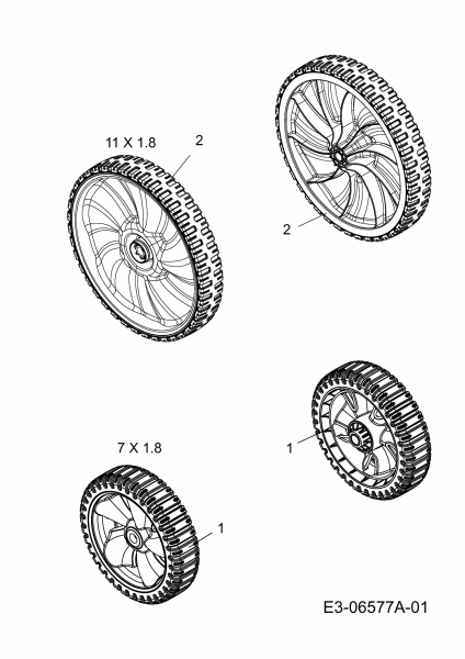 Ersatzteile MTD Benzin Rasenmäher ohne Antrieb Y 700 PM Typ: 11A-B04T360  (2015) Räder 