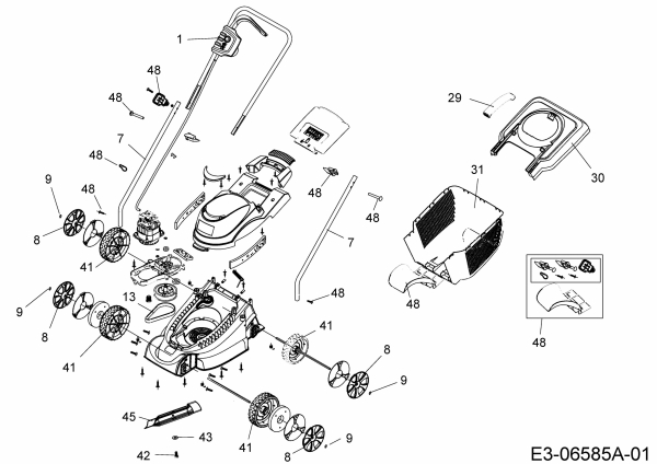 Ersatzteile WOLF-Garten Elektro Rasenmäher ohne Antrieb S 3200 E Typ: 18ACA1D-650  (2016) Grundgerät 