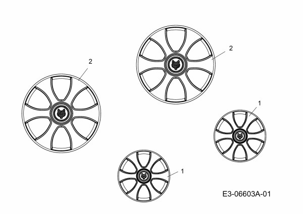 Ersatzteile WOLF-Garten Elektro Rasenmäher mit Antrieb Ambition 48 EAHW Typ: 18AR11L-650  (2012) Radkappen 