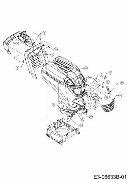 Ersatzteile WOLF-Garten Rasentraktor Select 92.130 T Typ: 13RH76RE650  (2013) Motorhaube R-Style 