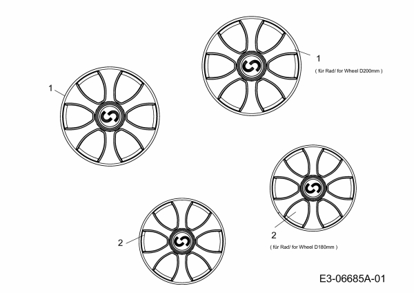 Ersatzteile Sterwins Motormäher mit Antrieb 420 BTC Typ: 12A-I44M638  (2011) Radkappen