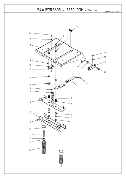 Cub Cadet Ersatzteile Kompakttraktoren CC 2250 RDH 54A1F7RS603  (2011) Sitzträger