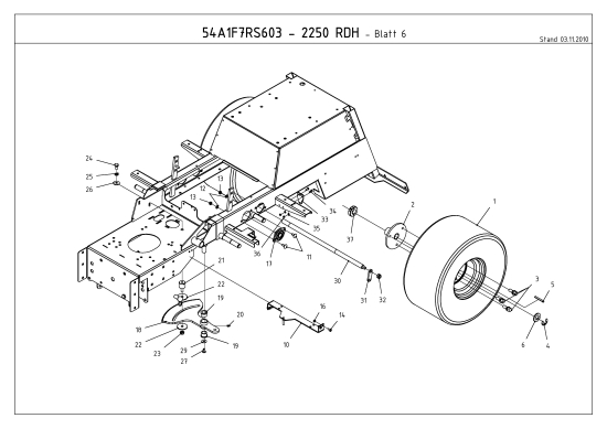 Cub Cadet Ersatzteile Kompakttraktoren CC 2250 RDH 54A1F7RS603  (2011) Lenksegment, Räder hinten