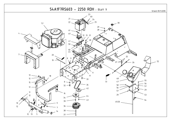 Cub Cadet Ersatzteile Kompakttraktoren CC 2250 RDH 54A1F7RS603  (2011) Elektromagnetkupplung, Motorzubehör, Tank