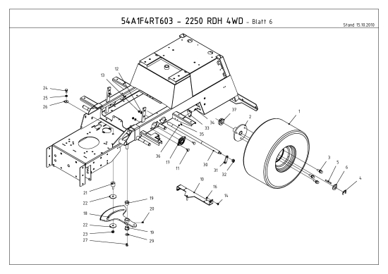Cub Cadet Ersatzteile Kompakttraktoren CC 2250 RDH 4 WD 54A1F4RT603  (2011) Lenksegment, Räder hinten