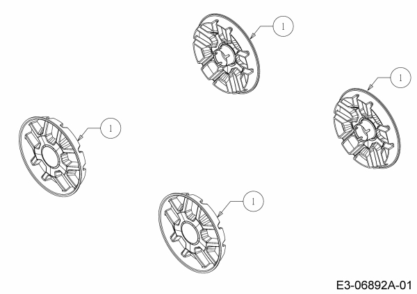 Ersatzteile MTD Benzin Rasenmäher ohne Antrieb G 46 MO Typ: 11D-70JS600  (2014) Radkappen 