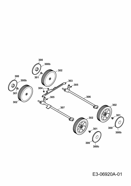 Ersatzteile Gutbrod Motorvertikutierer GS 40 V Typ: 16AH8AMQ690  (2011) Achsen, Räder