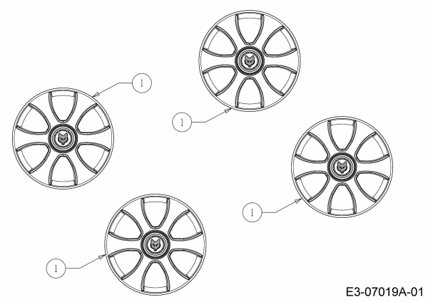 Ersatzteile WOLF-Garten Benzin Rasenmäher mit Antrieb A 5300 A Typ: 12A-POKC650  (2017) Radkappen 